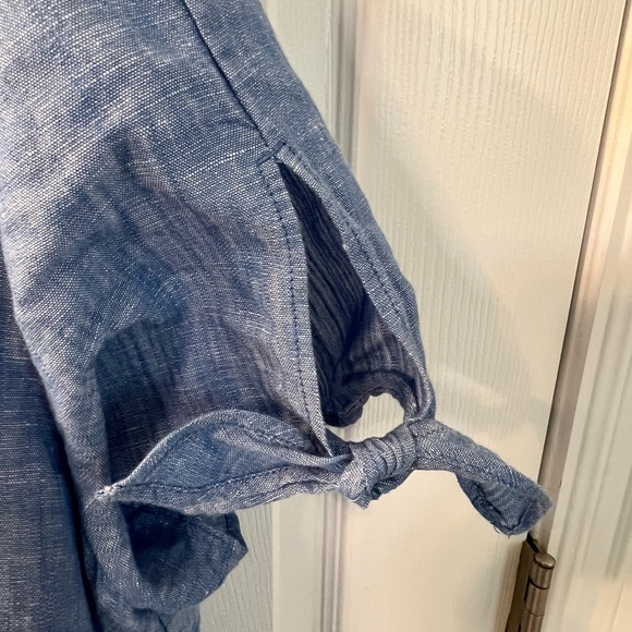 Talbots Denim Blue Blouse with Colorful Embroidery - Picture 4 of 6